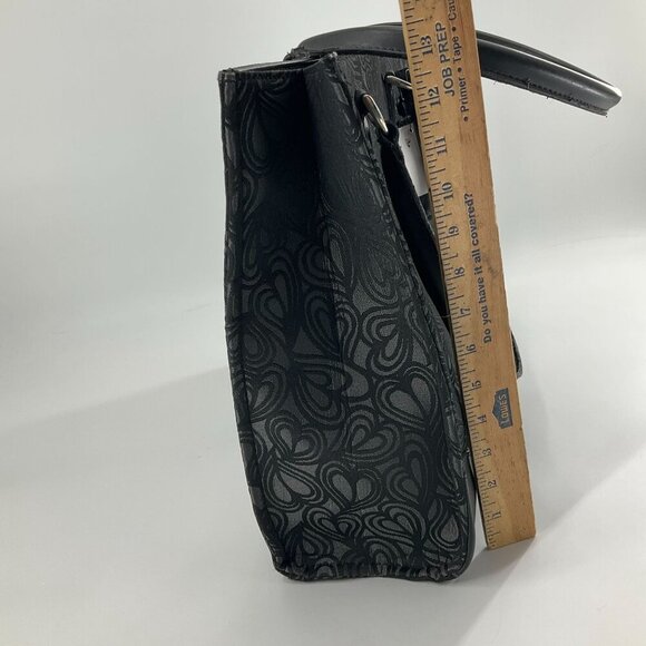 Diane von Furstenberg Womens Jacquard Heart Print Shoulder Tote travel Bag Black - Picture 8 of 14